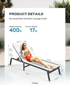 Patio Chaise Lounge Chair Set of 4, Foldable Lounge Chair - Image 2
