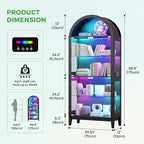 HNEBC Arched Display Case with RGB Lights, LED Curio Cabinet with Shelf - Image 2