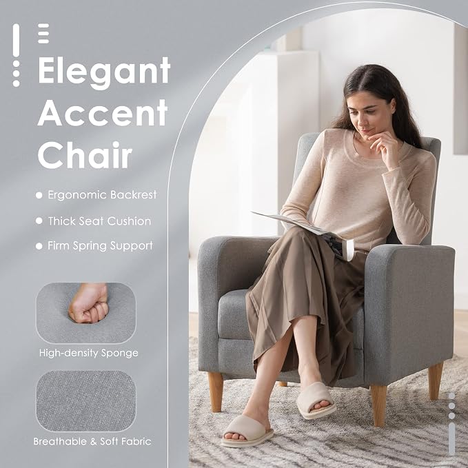 COLAMY Mid-Century Modern Upholstered Accent Chair - Image 3