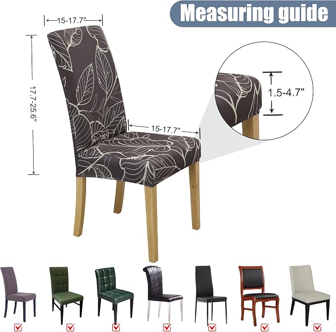 BIETYONE Stretch Dining Chair Covers Set of 4, Soft Removable Washable Kitchen - Image 5
