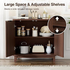 Fluted Cabinet with Storage, 2 Doors Sideboard Buffet, Mid Century Modern - Image 4