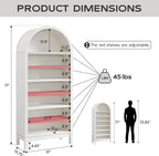 IFGET 71" Tall Arched Bookshelf, 7 Tiers Arch Bookcase - Image 2