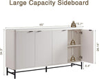 Fatmok 65" Buffet Cabinet with Storage, Fluted Credenza Sideboard with 4 Doors - Image 2
