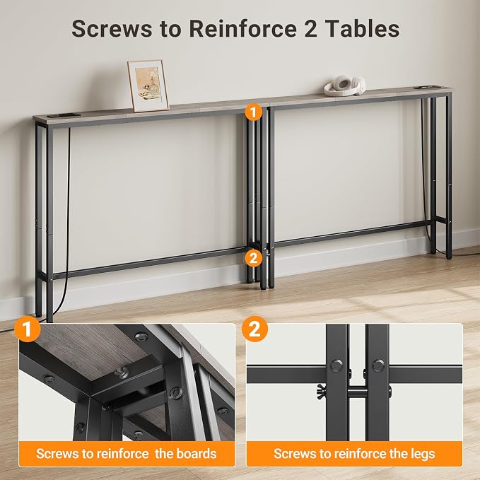 ELYKEN 2 Pack 5.9" Narrow Console Sofa Table - Image 7