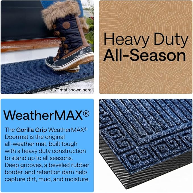 GORILLA GRIP 100% Waterproof All-Season WeatherMAX Doormat, US Designed Natural - Image 3