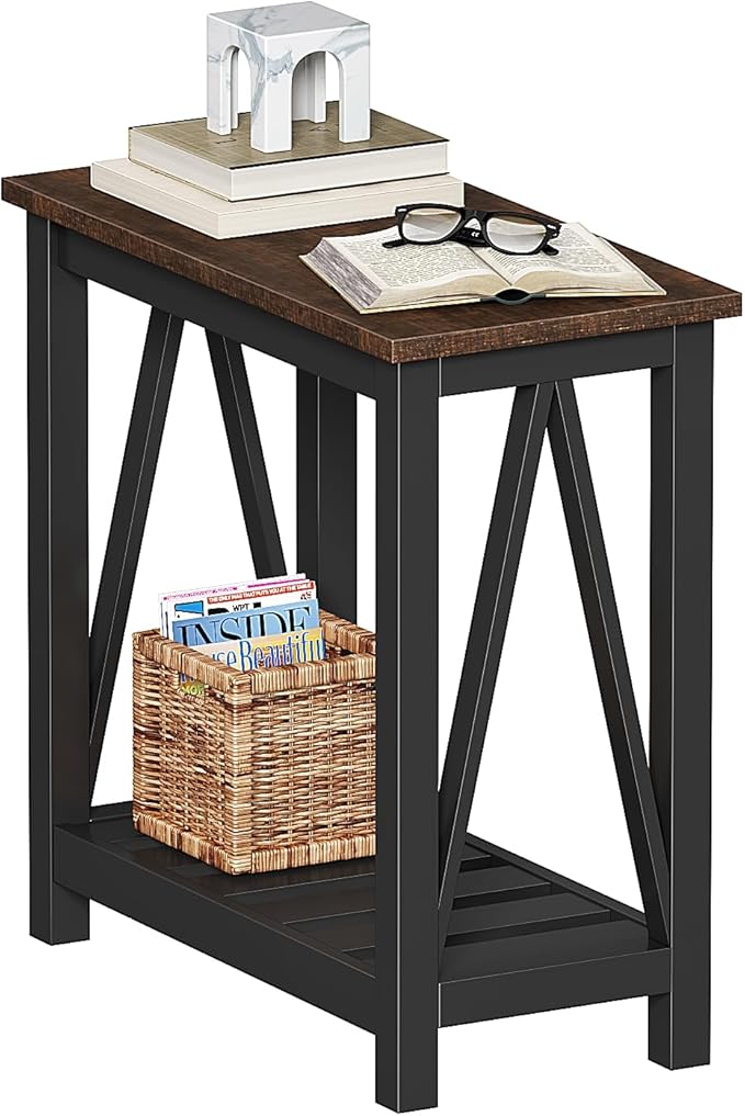 ChooChoo Farmhouse End Table, Rustic Vintage Narrow End Side Table by ChooChoo
