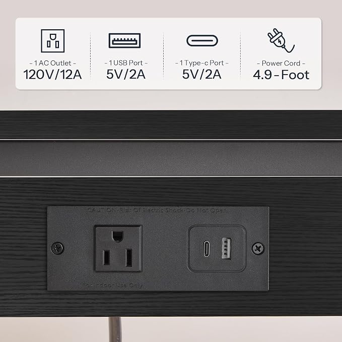 HOOBRO C-Shaped End Table with Charging Station, Adjustable Height Sofa Tray - Image 4