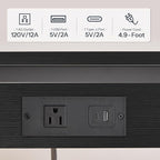 HOOBRO C-Shaped End Table with Charging Station, Adjustable Height Sofa Tray - Image 4