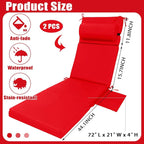 Wenqik 2 Pcs Outdoor Chaise Lounge Cushion - Image 2