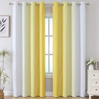 Yellow and Greyish White Ombre Blackout Curtains - Image 2