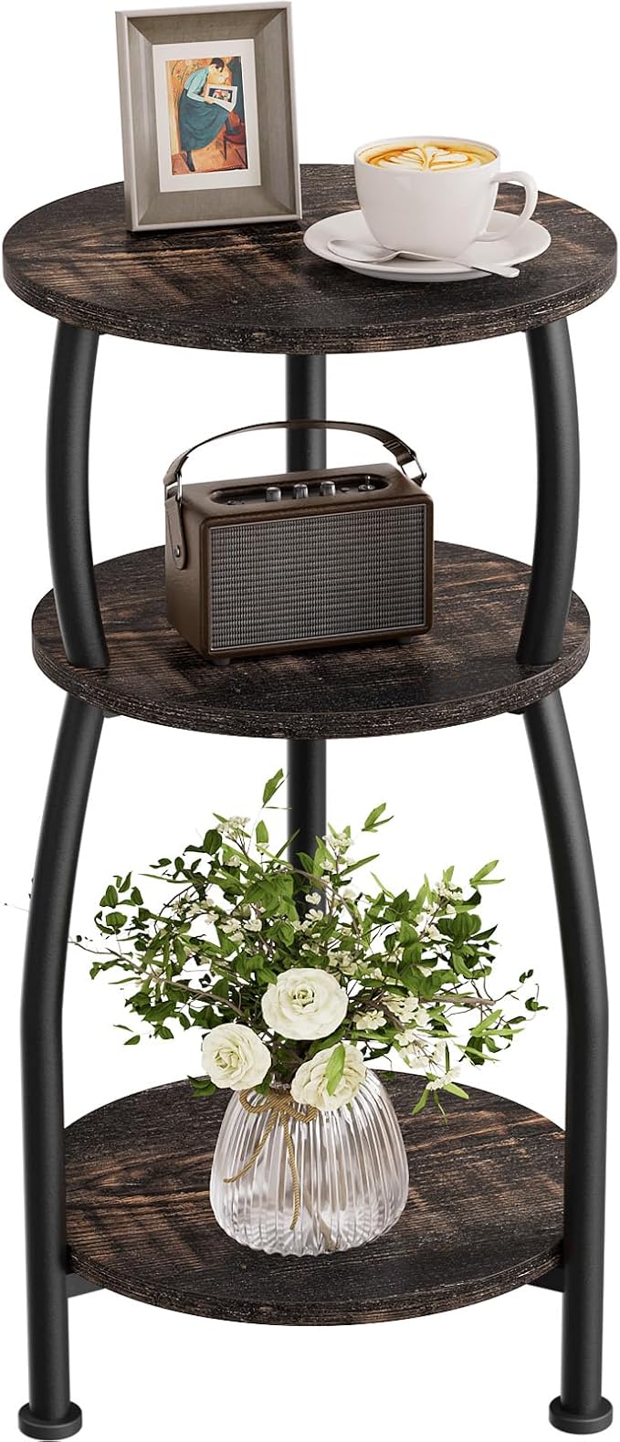 Small Round Side Table, 3-Tier End Table by designyourhome