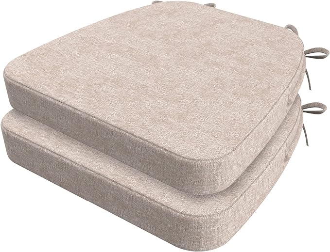 AAAAAcessories D-Shaped Chair Cushions, Machine-Washable Cover, Oatmeal Beige by AAAAAcessories