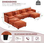 ELUCHANG Oversized 150" Modular Sectional Sofa, Comfy Cloud Couch, U Shaped - Image 2