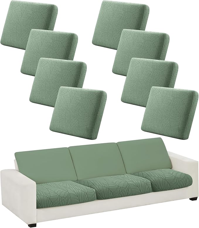 CALBODE 8Pcs Stretch Couch Cushion Covers, Water Resistant Outdoor Sofa Cuhsion by CALBODE
