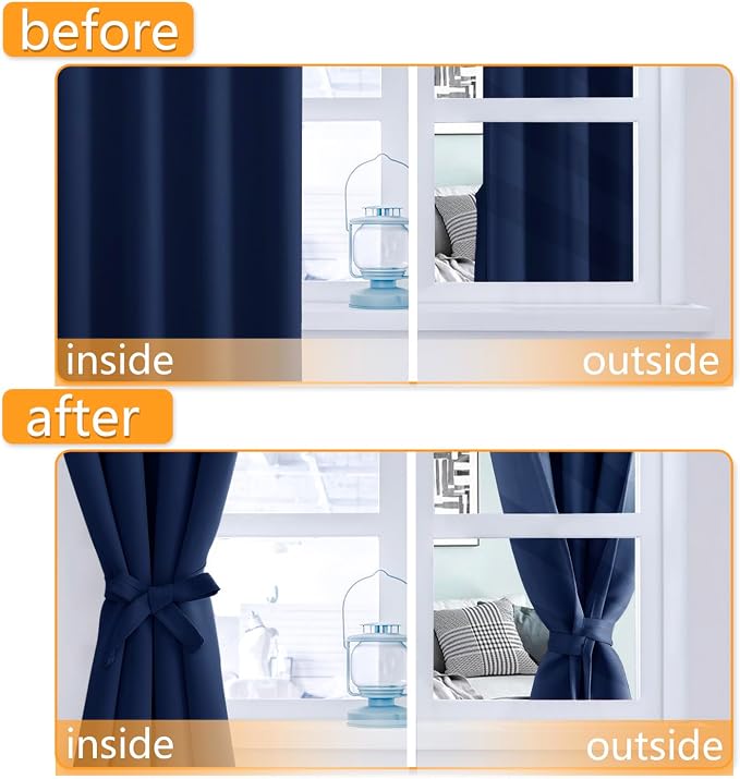Room Darkening Curtains for Bedroom, 60 x 72 Inches, 2 Panels | Thermal - Image 4