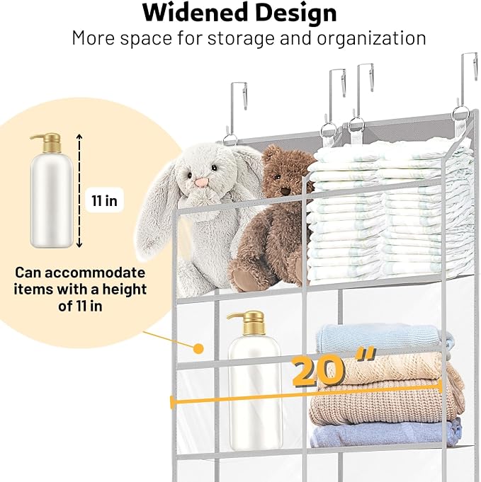 Over the Door Organizer 5 Tiers, Extra Large Behind Door Storage of 10 - Image 4