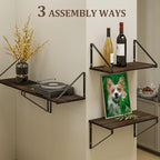 BAMEOS Floating Shelves Rustic Wood Wall Shelf, Small Bookshelf - Image 5