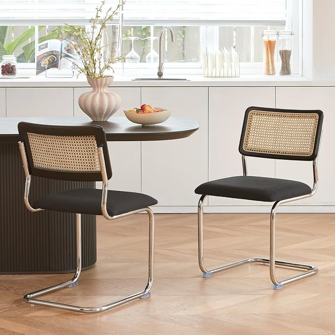 GrandNoor Rattan Dining Chairs Set, Wooden Mid Century Modern Dining Room Chairs - Image 4