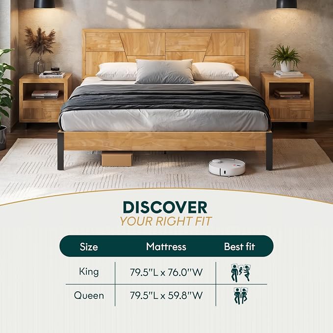 Bme Trapeze King Bed Frame – Modern Solid Wood Bed - Image 7