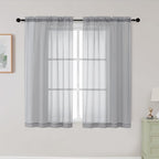 Light Grey Sheer Curtains for Bedroom Living Room 45 Inch Length 2 Panels by WelvetBLK