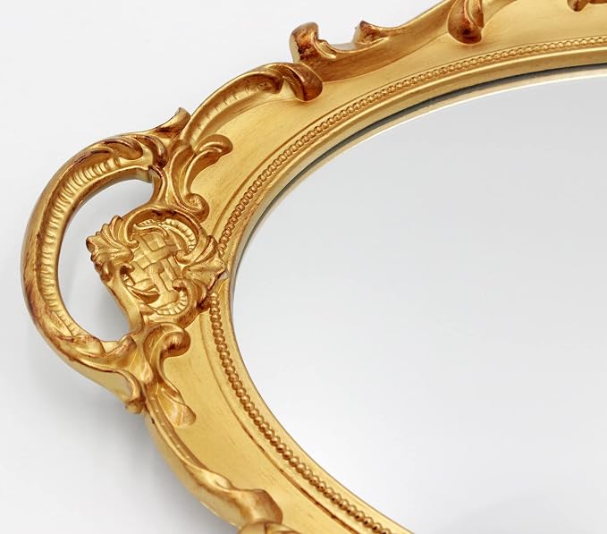 YCHMIR Vintage Mirror Small Wall Mirror Hanging Mirror 14.5 x 10 inchs Oval Gold - Image 5