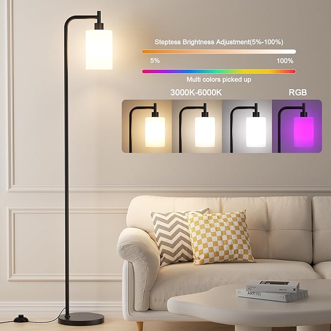 Ziisee RGB Floor Lamps for Living Room, Dimmable Industrial Standing Lamp - Image 2