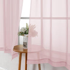Blush Sheer Curtains 54 Inches Long 2 Panels Set, Airy & Breathable Dual Rod - Image 3