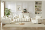 Antetek Set of 3 Teddy Sofa for Living Room, Modern 2 Units Deep Seat Sofa by Antetek
