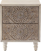 HOMPUS 2-Drawer Farmhouse Nightstand, Fully Assembled Boho Night Stand - Image 9