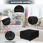NeColorLife Square Ottoman Cover Jacquard Fabric Slipcover Thick Stretchable - Image 2