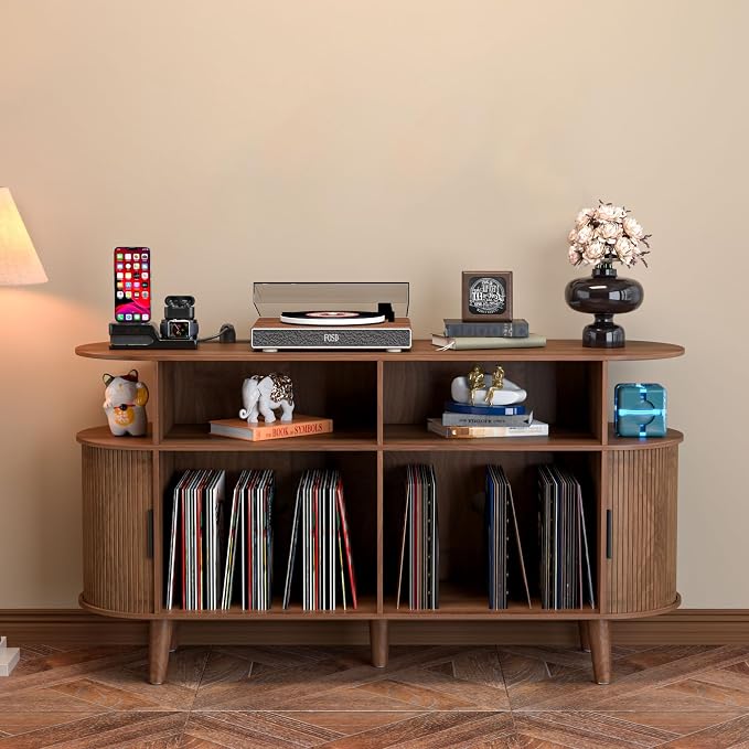 LUVIOHOME Large Round Record Player Stand by LUVIOHOME