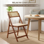 Furlide Rattan Folding Chair, Modern Mid Century Dining Chairs Set of 1 - Image 7