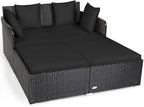 Tangkula Outdoor Rattan Daybed, Wicker Furniture by TANGKULA