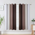 Brown and Greyish White Blackout Curtains 52Wx63L 2 Panels | Ombre Curtains - Image 2