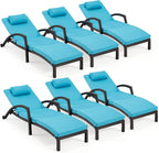 HOMREST Chaise Lounge Chairs Set of 6, PE Rattan Wicker Lounge Chair by HOMREST