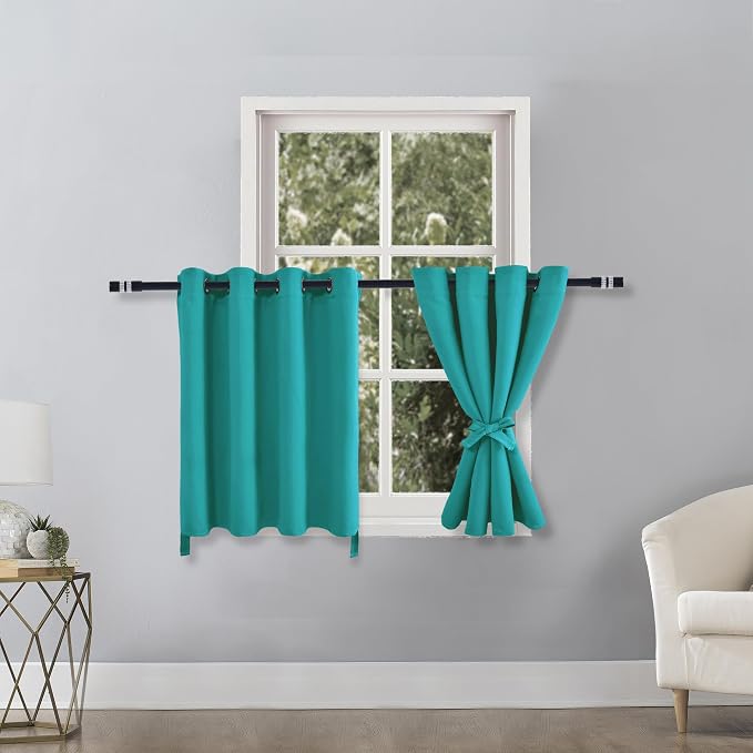 Blackout Curtains for Bedroom, Peacock Teal, 52 x 30 Inch, 2 Panels | Thermal - Image 7