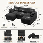 Upgrade Boneless Couch with Storage, Extra Deep&High Seat Modular Sectional - Image 3