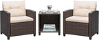 Greesum 3 Pieces Patio Furniture Sets Outdoor PE Rattan Wicker Chairs by BuynowfromGreesum