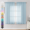 Sky Blue Sheer Curtains 63 Inches Long 2 Panels by OVZME
