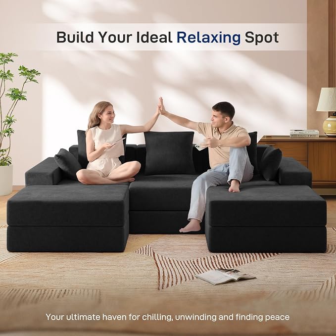 Living&Giving 101" U-Shaped Cloud Sectional Couch - Image 3