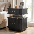 LED Nightstand Set of 2, Fluted Night Stand - Image 6