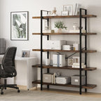 OtterOasis Bookshelf Set of 2, Heavy Duty 5-Tier Industrial Bookcase, 120lbs - Image 6