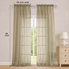 Extra Long Taupe Sheer Curtains 96 Inches Long 2 Panels Set, Soft Lightweight - Image 2