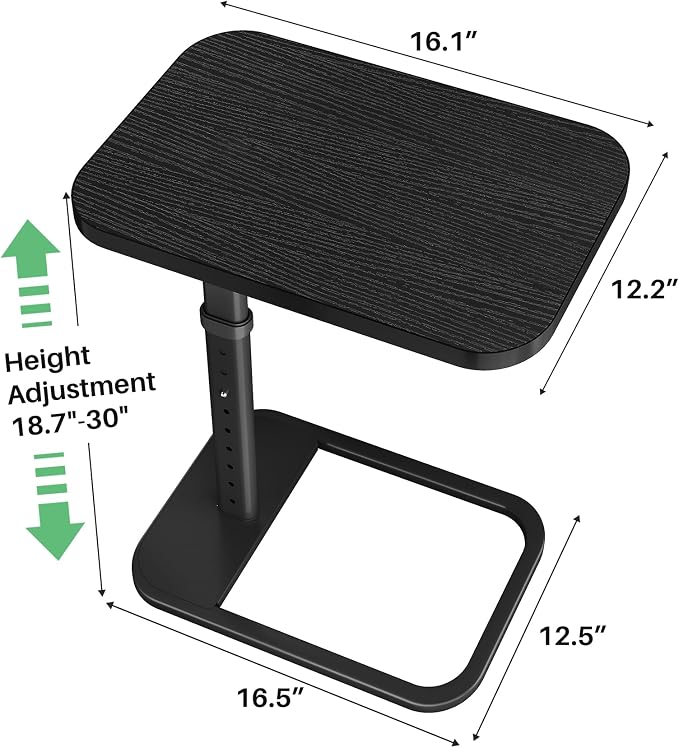 Kitstorack TV Tray Table, Adjustable Height & Rounded Metal Corners, Snack Table - Image 3