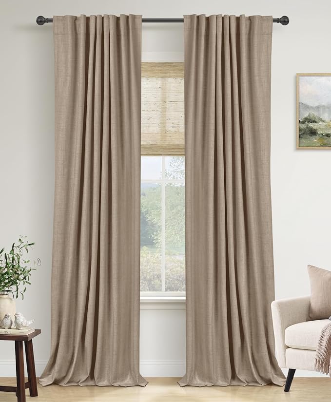 Faux Linen Total Blackout Curtains by 100BlackoutShield