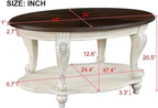Oval Wood Coffee Table for Living Room, 2-Tier Solid Wood Coffee Table - Image 3