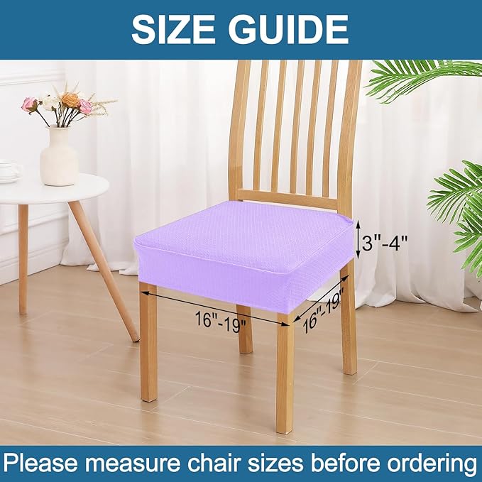 Smiry Waterproof Seat Covers for Dining Room Chairs Set of 8, Stretch Jacquard - Image 2