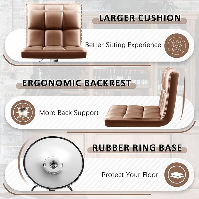 Homall Bar Stools Modern PU Leather Adjustable Swivel Barstools, Armless - Image 6