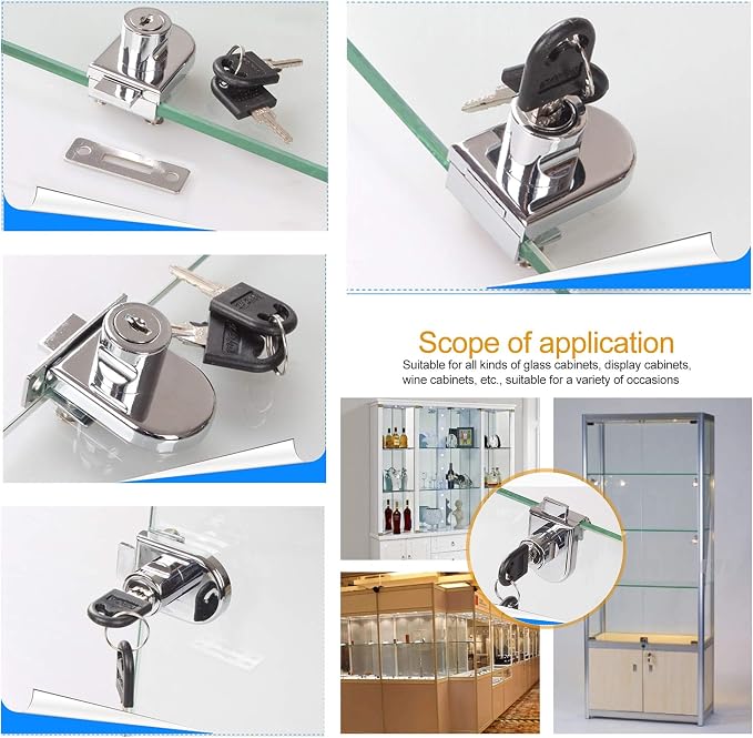 2Pcs Glass Cabinet Lock with Keys, Display Case Lock - Image 4