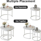 Garden 4 you Nesting Coffee Table, 23.6" Round Coffee Table Set of 2, Wooden - Image 8
